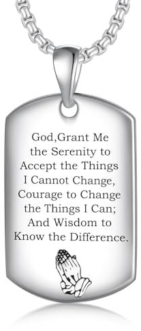 ROMANTICWORK Hundemarke Kette 925 Sterling Silber Dog Tag Gebetshände Anhänger Halskette Christlicher Schmuck Geschenke für Männer