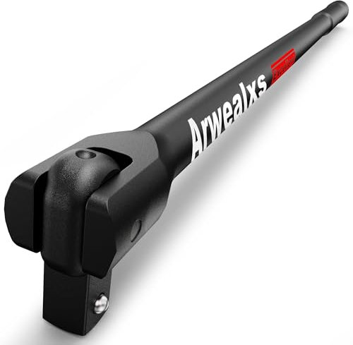 Arwealxs Poignée Articulée 1/2'', Clé à Douille de 60cm, Clé de Force avec Tête Rotative à 180°, Manche Articulée avec Bille de Détente à Ressort, Barre de Disjoncteur est en Acier au Chrome-molybdène