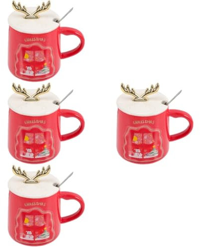PRETYZOOM 4 Piezas Taza Jarra De Cerveza Vasos Cafe Cerámica Rojo