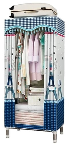 MEIZHITU Wardrobe Closet Schrank Kombinations-Garderoben-Hängeschrank-Speicher-Organisator-Stahlrohr-Kabinett-Regal Closet Aufbewahrungsschrank(A)