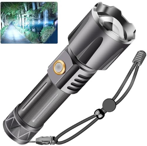 NAKCNM Torch 20000 Lumens, Camping Torch LED Super Bright with Power Supply Function, 30W Rechargeable Flashlight Battery Powered Waterproof Adjustable Focus for Dog Walking Hiking Emergency