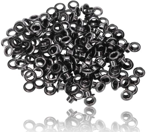 100 Set Occhielli Occhielli in Metallo, Occhiello in Ottone da 5 mm con Rondella in Ferro Kit Occhiello Occhiello per Tela, Scarpe, Abbigliamento, Cerchietti, Tessuto, Pelle e (Nero)