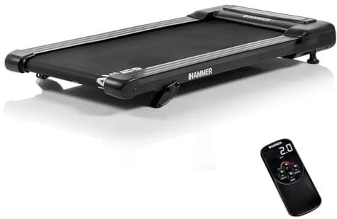 HAMMER Laufband Walk 2.0 - Walking Pad mit Steigung, Laufband Schreibtisch bis 6 km/h, LCD-Fernbedienung, Walkingpad mit LCD-Display und Transportrollen