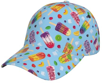 Unisex,Herren Dame Freizeitmütze EIS Am Stiel Erdbeere Blau Sonnenmütze Lustig Baseballmütze Modische Baseball Kappe Für Strand Camping Outdoor