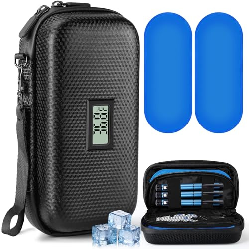Rodukee Porta Insulina Termico da Viaggio con Display della Temperatura, Borsa Termica Portatile Insulina con 2 Ghiaccio Riutilizzabile, Approvata TSA, Borsa Termica per Insulina Diabete Medicinali