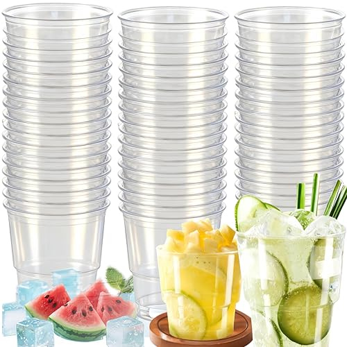 Rliocvhe 50 Stück Becher Plastik Mehrweg, Plastikbecher 200ml, Transparenten Partybecher, Einwegbecher, Kunststoffbecher Trinkbecher für Geburtstag, Partys, Hochzeiten, Getränkepartys, Weihnachten