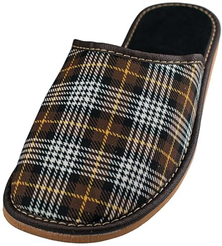 APREGGIO - Pantoufles en tissu à carreaux pour homme - Pantoufles confortables et légères - 40/46 EU