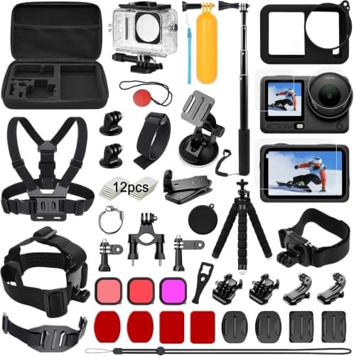 oGoDeal Kit d’Accessoires pour DJI Osmo Action 6 | Kit pour filmer à vélo, en randonnée, en voiture ou dans l’eau, avec rangements et protections.