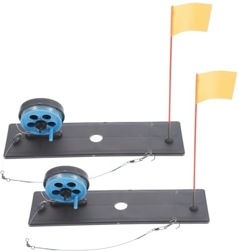 DECHOUS 2Pcs Portable Winter Ice Fishing Rod Set with Telescopic Blue Poles Fishing Pole for Snow and Compact Lightweight Accessory