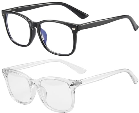 Ebksqs 2 Stück Blaulichtfilter Brille - Ohne Stärke für PC, Gaming & Bildschirmarbeit, UV400 Schutz, Damen & Herren