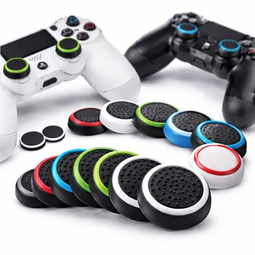 20PCS Silicone Thumb Grips for PS5 PS4 Xbox One Xbox 360 Xbox Series X/S Switch Pro Controller, Non-Slip 3D Textured Joystick Caps, Analogue Stick Protection Covers, 2 of Each Colour, 2.1cm Diameter