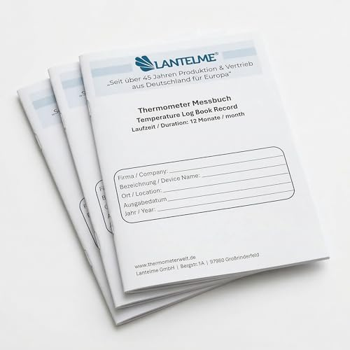 Lantelme 3 Stück Thermometer Temperatur Dokumentationsheft DIN A5 | Temperaturprotokoll Buch 12 Monate Laufzeit 3 Messungen täglich | für Kühlschrank Kühltheke und Gefrierschrank