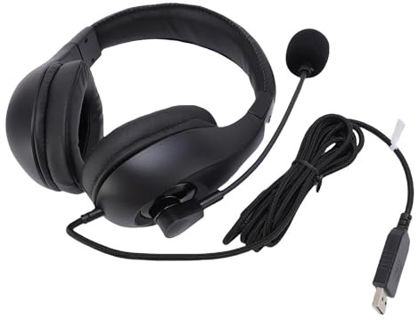 Yechiry Casque USB Réglable de 22 Cm avec Micro, Tige de Microphone à Col de Cygne, Casque à Réduction de Bruit, Coussinets d'oreille en Protéines avec Design Confortable et Contrôle Facile du Volume