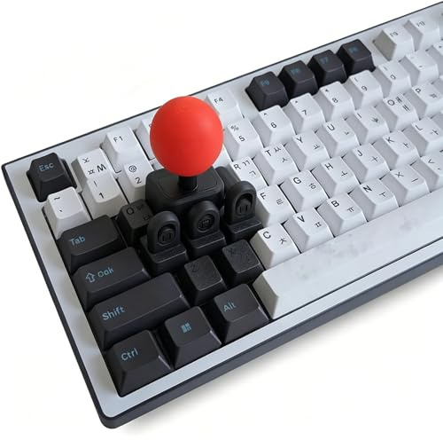 3D Printed Keyboard Joystick, Keycap Mechanical Arcade Stick Adapter for WASD, Retro Gaming Accessory, 4 Key Linkage Mod Mini Fighting Controller DIY Novelty Button (Red and Black)