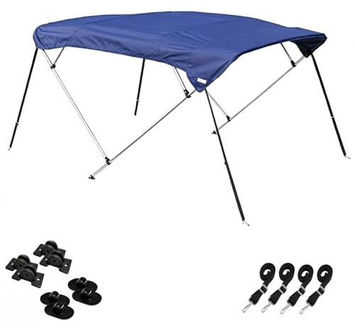 4 Bow Bimini Top Boot, 900D Oxford Gewebe, Wasserdichter Sonnenschutz, Sonnenverdeck 4 Bögen mit Aufbewahrungstasche, 2 Montageoptionen(Blue,190-210cm)