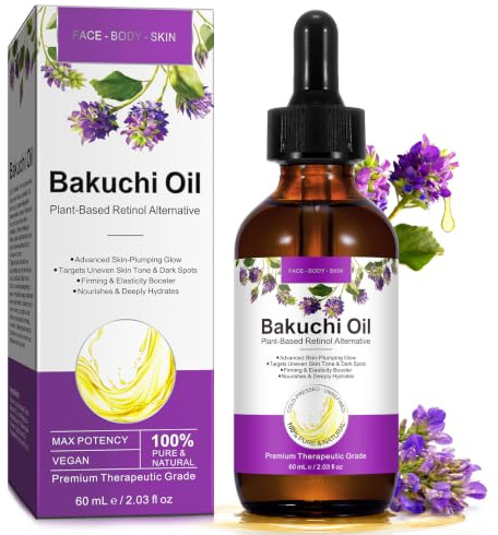 Olio di Bakuchiol, olio vegetale di Babchi per il viso, ricco di preziosi ingredienti vegetali (olio di semi di soralea, olio di rosa canina, olio di jojoba, olio di olivello spinato) e vitamina E