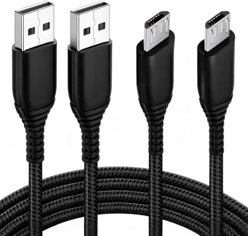 PS4 Controller Charger Charging Cable for Sony Playstation 4,2-Pack 3M Long | 10FT Micro USB Cable Nylon Braided Cord Wire for PS4 Slim/Pro,Xbox One S/X Controller,Sync Fast Charger Lead,Black