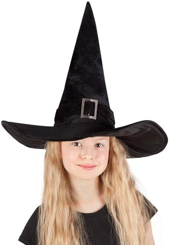 Boland 00157 - Hexen-Hut Kendra, für Kinder, Schwarz, silberne Schnalle, Kostüm, Accessoire, Karneval, Themenparty, Mottoparty