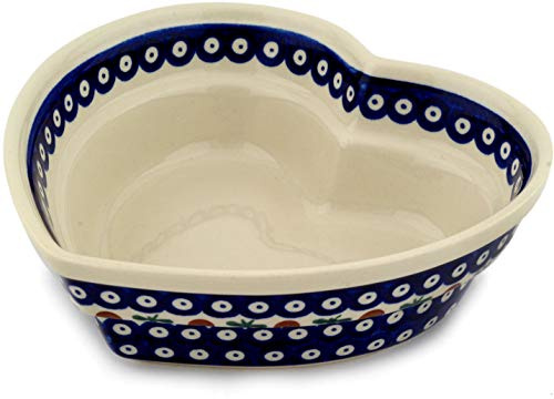 Bunzlauer Keramik Herzschüssel, B=21,9cm, H=7,7cm V=1,5 L im Dekor 41