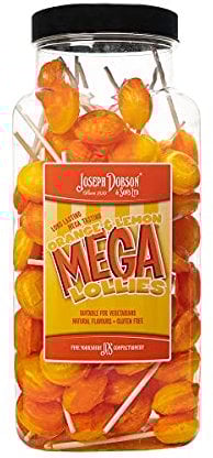 Joseph Dobson & Sons Orange and Lemon Mega Lollies 1.99 kg, 90 Count (Pack of 1)