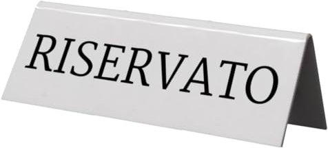 SECURIT Reserviert Tischaufsteller, Italien (5.er Set) Weißes Acryl mit schwarzer Schrift, Textil, 5 x 16 x 12,5 cm