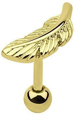 Ohr Piercing Schmuck Helix, Tragus, Stab mit Verschlusskugel und Feder (ABB. Nr. 2) Gold beschichtet