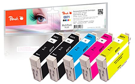 Peach E071/089 Spar Pack Plus Druckerpatronen (2xBK, C, M, Y) ersetzt Epson T0715, C13T07154010 für z.B. Epson Stylus DX 7400, Epson Stylus SX 400, Epson Stylus DX 8450, Epson Stylus SX 205