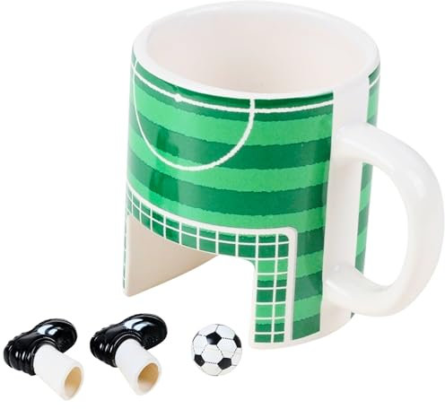 Winkee - Fußball Tasse I Die Sport Kaffee Tasse mit Ball und Fuß I Becher zum Spielen für Fußball Fans