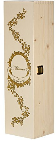 polar-effekt cajón-estantería Caja de Madera con Grabado – Caja de Regalo para Vino – diseño Excelente de Botellas de Vino