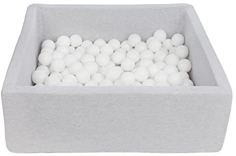 Velinda Piscine a balles pour Enfant, Dimensions: 90x90 cm, Aire de Jeu + 150 balles (Couleurs des balles: Blanc)