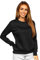 BOLF Damen Sweatshirt Pullover ohne Kapuze Basic Langarmshirt Top Baumwollmischung Pulli Rundhals-Ausschnitt Sweater Farbvarianten Sportlich Fitness J.Style W01 Schwarz XL [A1A]