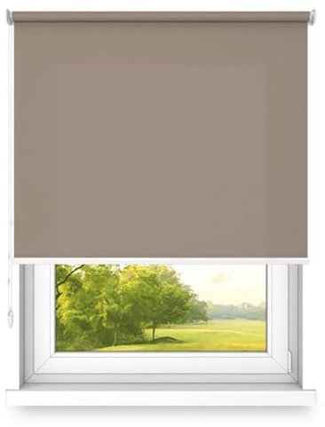 Time4Blinds Tenda a rullo a sospensione libera, montaggio a parete o soffitto, di grandi dimensioni, fi 32, supporto in acciaio, semi-oscurante, colore Marrone, 1400x1800mm