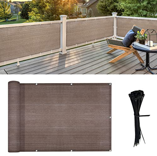 LOVE STORY Balkon-Sichtschutz, 90 x 3 m, brauner Deckschutz, Zaunabdeckung (HDPE), UV-Schutz und witterungsbeständig, 90 cm Höhe für Deck, Terrasse, Hinterhof, Außenpool, Veranda, Geländer