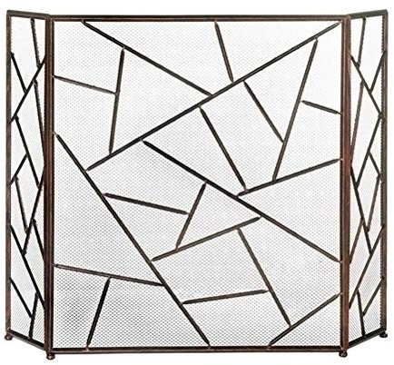Kaminschutz ABL 3-Panel-Folding Kamin Bildschirm, Dehnbare Schmiedeeisen Funkenschutzzaun, Kinderschutztür for Kamin Holzofen Pelletofen, H-85CM