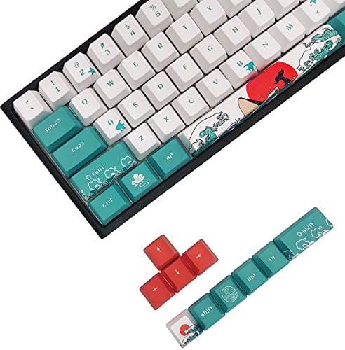 SDYZ Benutzerdefinierte Tastenkappen-Tastenkappen 60 Prozent, geeignet für GK61/GK64/RK61/Anne/GH60/ALT61 mechanische Tastaturen, 71 Tasten-Set, OEM-Profil PBT-Tastenkappen (Korallenmeer-Tastenkappen)