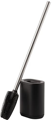 bremermann WC-Garnitur BARBENA mit Flexibler 3in1 Bürste aus TPR // WC-Bürste Edelstahlgriff (Schwarz)