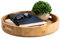 Kamenda Plateau de Service en Bambou, Rond Plateau de Cuisine, Plateau de Collation de Gâteau de Dessert aux Fruits, Plateau de Service pour Aliments Café Vin Repas, 25cm*25 * 4cm