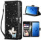 UEEBAI Klapphülle für Samsung Galaxy S9, PU Lederhülle Glitzer 3D Schmetterling Flip Cover Standfunktion mit Kartenfach Schutzhülle Diamant Glänzende Geldbörse Handschlaufe Etui - Schwarz