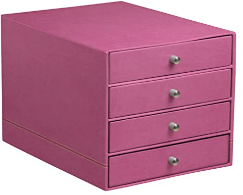 Rhodia 194581C Box mit 4 Schubladen, 24,8x32,7x22,8cm, Kunstleder Fuchsia