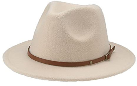 QBQZXAOSOWH Fedora Trilby Hüte Für Frauen Fester Gürtel Fedora-Kleid Hochzeit Schwarzer Fedora-Hut 52-54 cm (Kinder) Beige