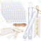FORMIZON Seifenblasen Hochzeit Set, 50Pcs Mini Bubbles mit Herzgriff, Seifenblasen Spielzeug in weiß mit Sticker, befüllt Wedding Bubbles für Hochzeit Valentinstag Geburtstag Gastgeschenk (Anhänger)