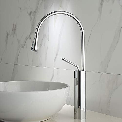 LUNEZY Waschbecken Wasserhahn Modern Nickel/Schwarz Badarmatur, Waschtischarmatur, Küchenarmatur Einloch Kalt- und Warmwasserhahn, Waschtischarmatur Mischbatterien Waschtischarmaturen (Co