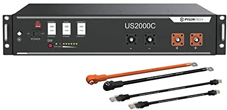 Pylontech 1 batteria US2000C LiFePO4 da 2,4 kWh con set di cavi di collegamento inverter