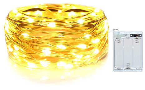 Gcstnn 50er LED Lichterkette, 5M/16,4Ft Micro LED mit Timer (6 Stunden AN | 18 Stunden AUS) wird mit Batterie betrieben für Zimmer,Terrasse,Halloween,Weihnachten,Innen/Außen Dekoration| warmweiß