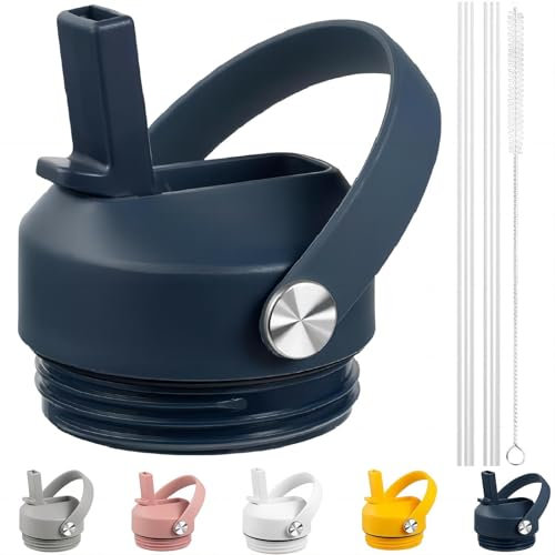 FLORAPELL Kids Bottle Straw Lid - Leak-Proof Replacement Cap for Rambler, Navy Blue