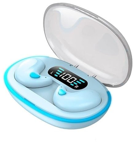 FAFOUR Cuffie invisibili senza fili IPX5 impermeabili, auricolari senza fili con custodia di ricarica Bluetooth 5.3 cuffie touch control, cuffie nascoste – doppia cancellazione del rumore (blu)