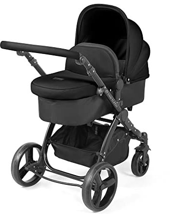 Ickle Bubba Stomp Urban 3-in-1 Travel System & Astral Car Seat – Birth to 22kgs (Approx. 4 Years), Lightweight City Pram, Carrycot & Seat Unit, Compact Fold, UPF 50+ Hood & Accessories (Midnight)