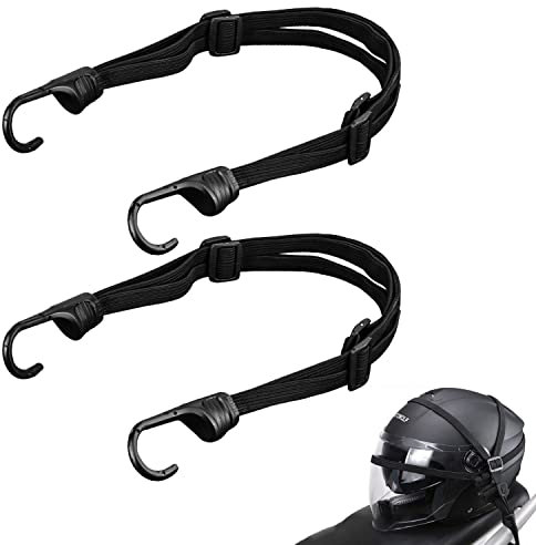 ZENVALY Sangle Porte Bagage Velo, 2 Pièces Tendeurs Elastique avec Crochets, Étendeur Sangle Bagage Réglables, Sangle Bagage, Sangle de Casque, pour Moto Fixation de Casque Bagages Sac