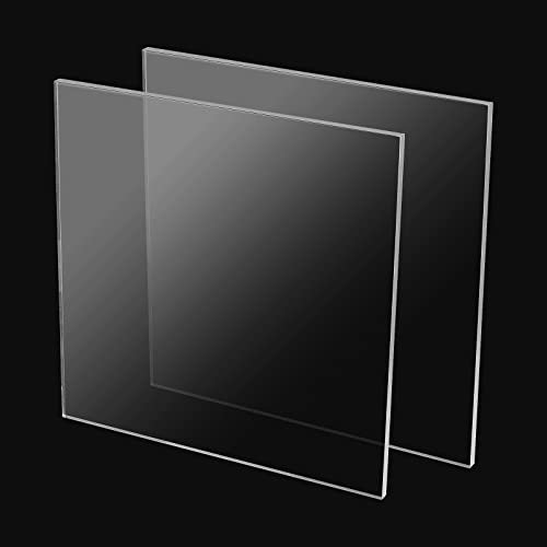 MUKCHAP 2 hojas acrílicas transparentes de 10 mm, hojas de tablero acrílico de plástico de 300 x 300 mm, panel cuadrado de acrílicas para carteles, proyectos de exhibición de bricolaje, manualidades