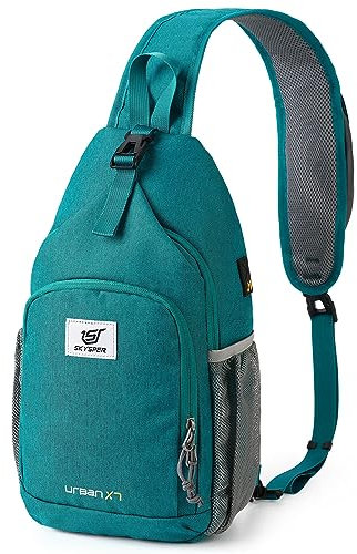 SKYSPER Sling Bag RFID Crossbody Sling Backpack Cross Body Shoulder Bag Travel Hiking Daypack for Women Men(Cyan)